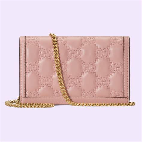 gucci portafogli rosa metallizzato|Portafoglio GG Matelassé con catena .